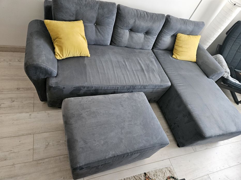 Canapea extensibilă / colțar cu șezlong + taburet – Mobexpert