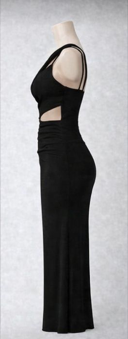 Нова елегантна дълга черна рокля с едно рамо – Размер S