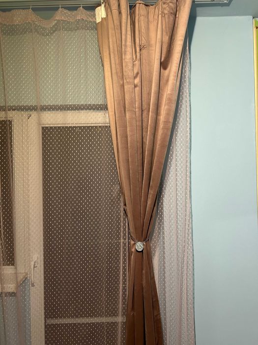 Set 2 draperii roz pudra, 2.40m, stare excelenta