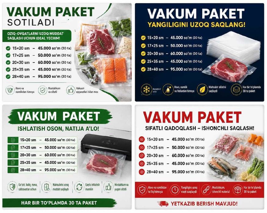 Vakum paket – sifatli va mustahkam qadoqlash