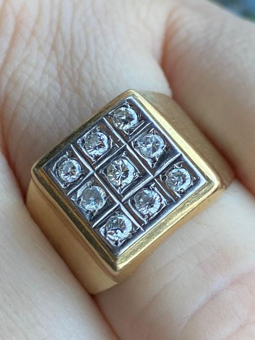 Inel ghiul Aur 14k cu 9 diamante taietura briliant certificat gemologi