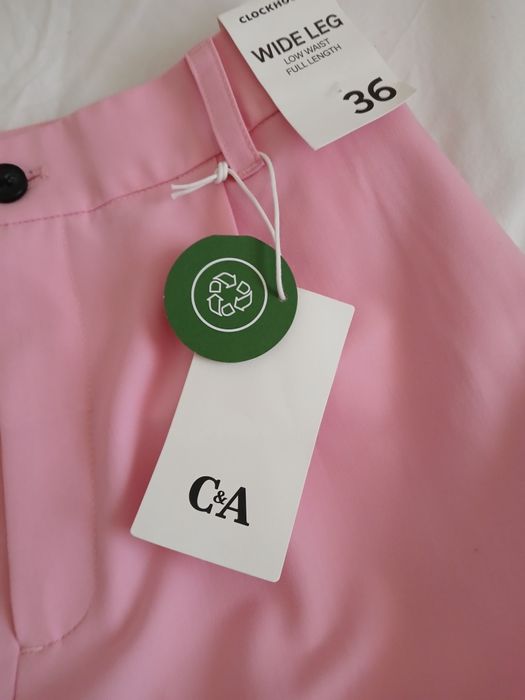 Pantaloni roz, wide leg