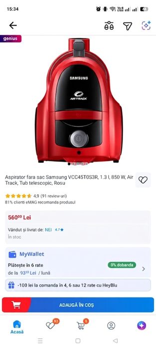 Nou Aspirator fara sac Samsung
