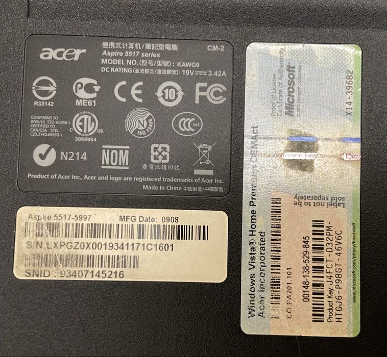 Ноутбук Acer Aspire 5517