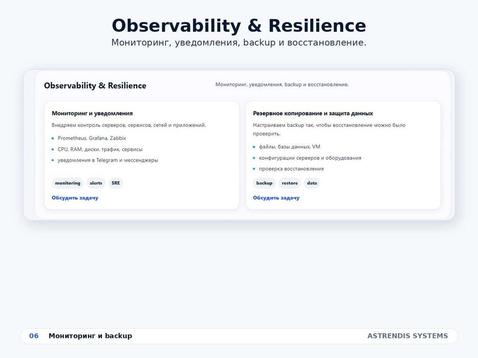 ASTRENDIS SYSTEMS DevOps, серверы и инфраструктура для бизнеса