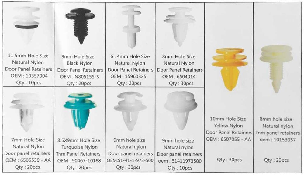 Комплект щипки за кори тапицерия за автомобил 210 части