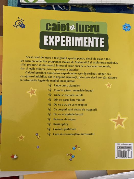Caiet de lucru. Experimente. CLASA A II-A