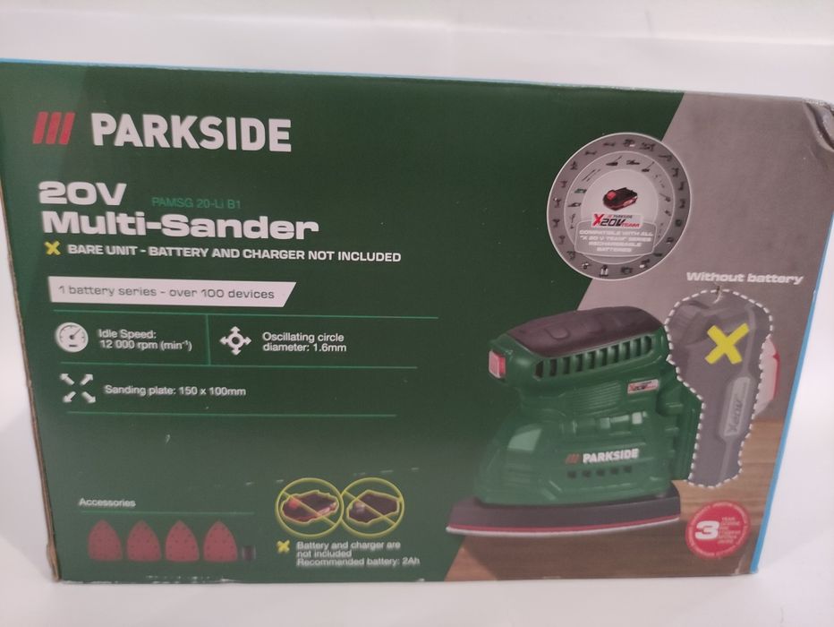 Slefuitor 20 V Parkside pe acumulator cu talpa triunghiulara