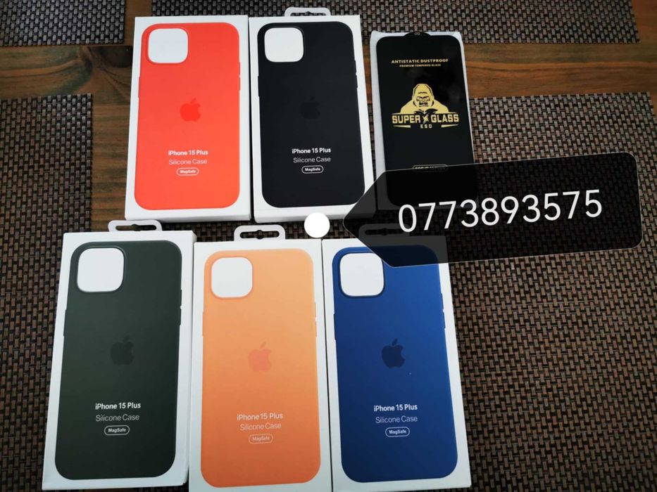 Husa silicon Magsasfe +folie sticla protectie ecran Iphone 12 13 14 15