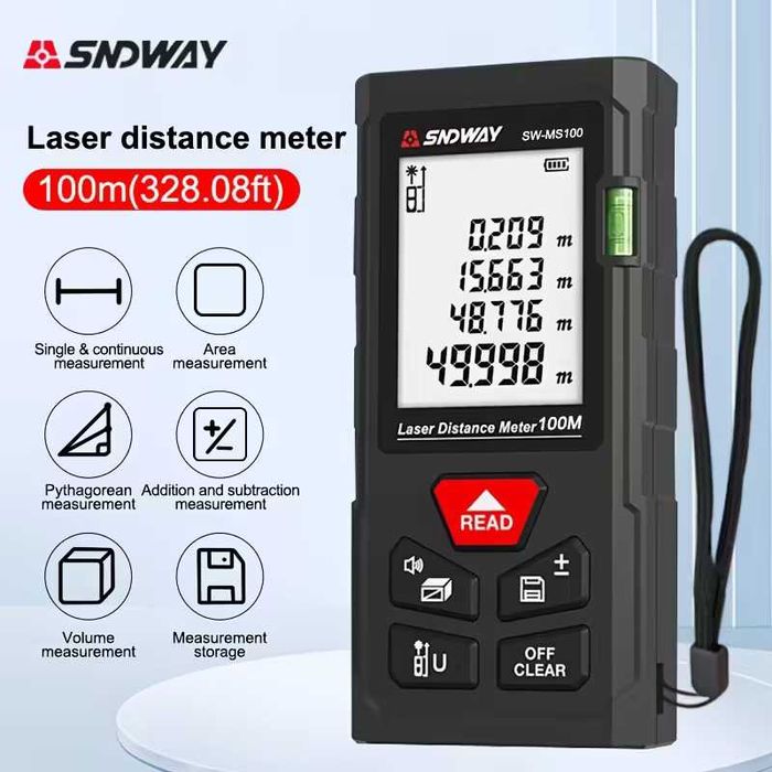 Лазерна Ролетка дигитален далекомер с дисплей 70м 100м 120м-  5 вида