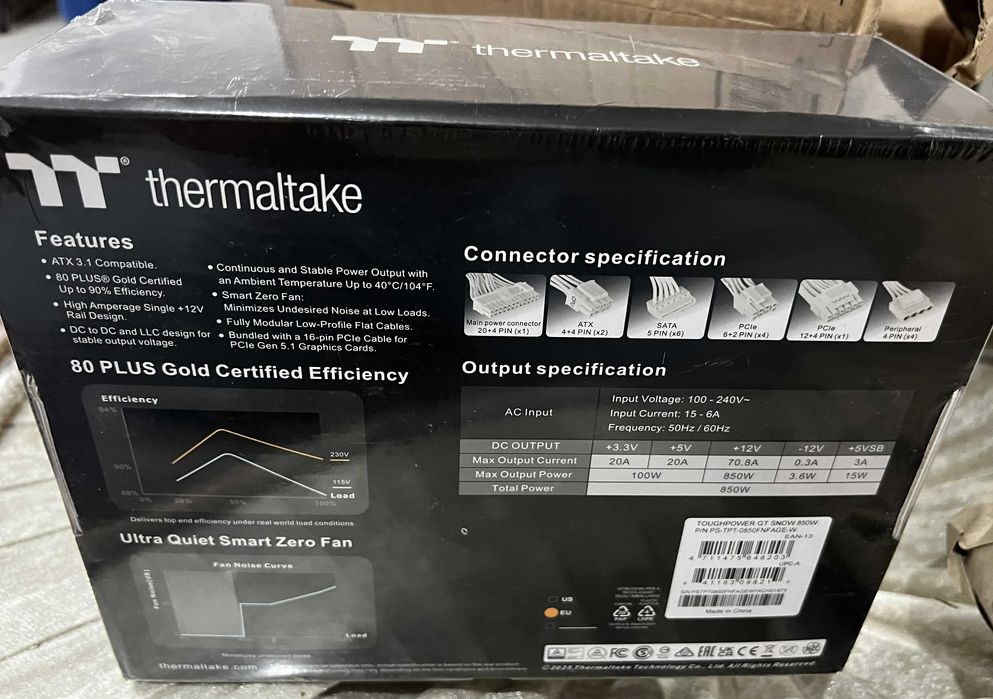 Захранване Thermaltake Toughpower GT Snow 850W - Чисто ново, запечатано