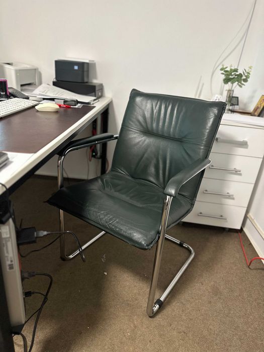 2 buc Fotoliu Vizitator Mobexpert; Scaun din piele fix de conferinta