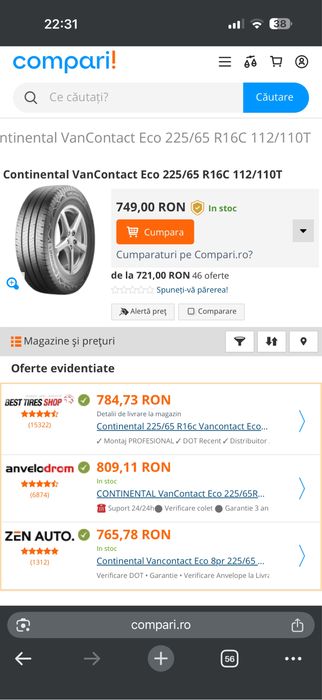 Set de 4 sau 6 roti noi Continental iveco 225/65 16 R