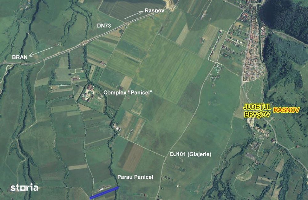 Teren cu panorama superba și pârâu, în Râșnov, zona Pănicel - Glăjerie