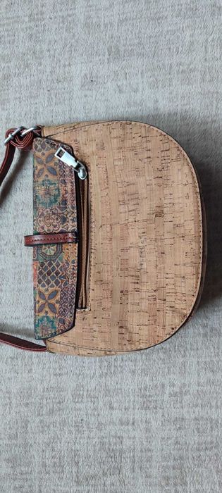 Geanta crossbody din pluta si model mozaic/patchwork