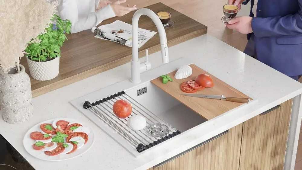 Бяла Кухненска Мивка от гранит модел XXL Осло 70 Top 680 x 500 mm