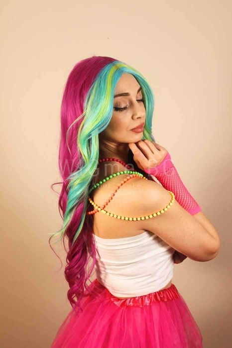 Дълга къдрава цветна лейс фронт перука Нана