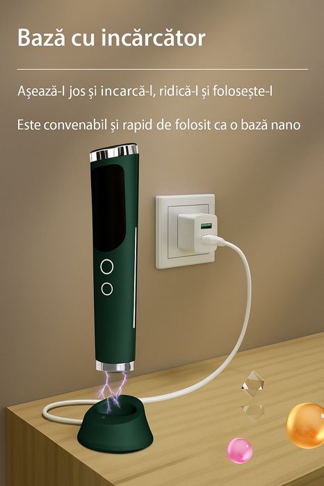 Aparat facial cu lumină LED, încălzire și vibrații