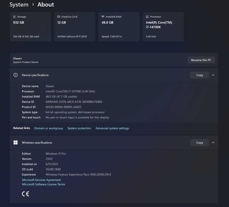 High-End Gaming Setup – i7-14700K | RTX 5070 12GB