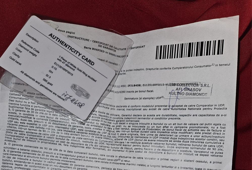 Inel de logodnă aur alb 14K cu diamante naturale - Kultho - certificat garantie