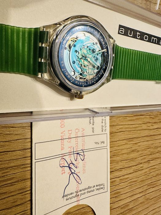 Swatch SAK102 Automatic Watch IN OUR HANDS Earth Summit 1992
