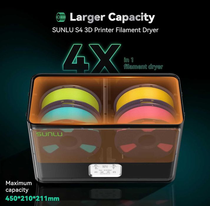Uscător filament SUNLU S4, 4 bobine de 1 kg