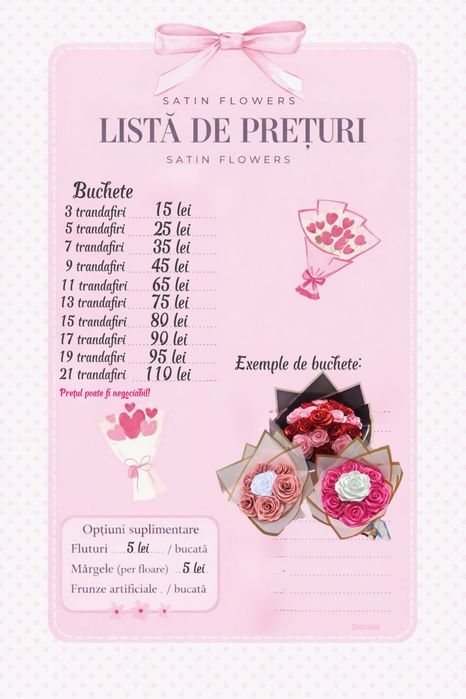 Trandafiri de satin la comandă