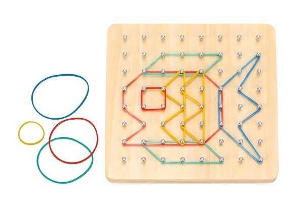 Дървена Геоборд дъска с ластици - Монтесори игра