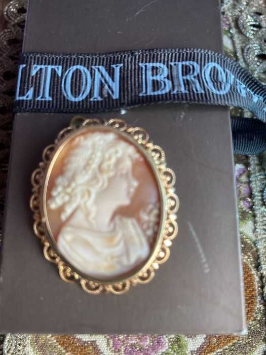 Superb pandativ broșă-camee victoriana-aur 18 k-Italia