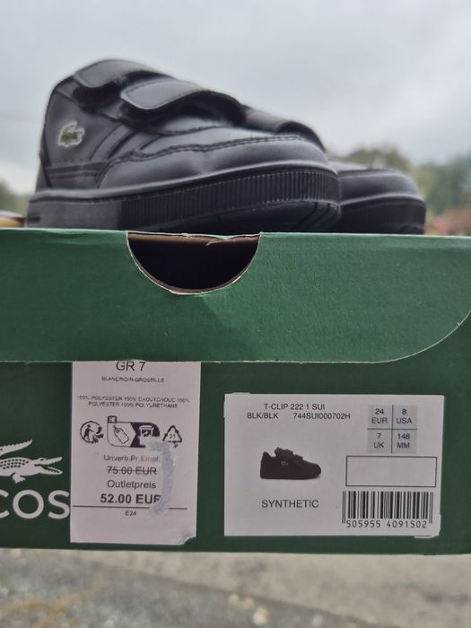 Pantofi sport negri,marca Lacoste mărimea 24 Noi in cutie!