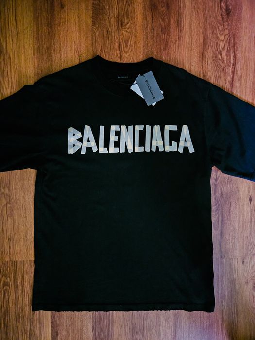 Tricou Balenciaga Negru/Crem/Galben tape