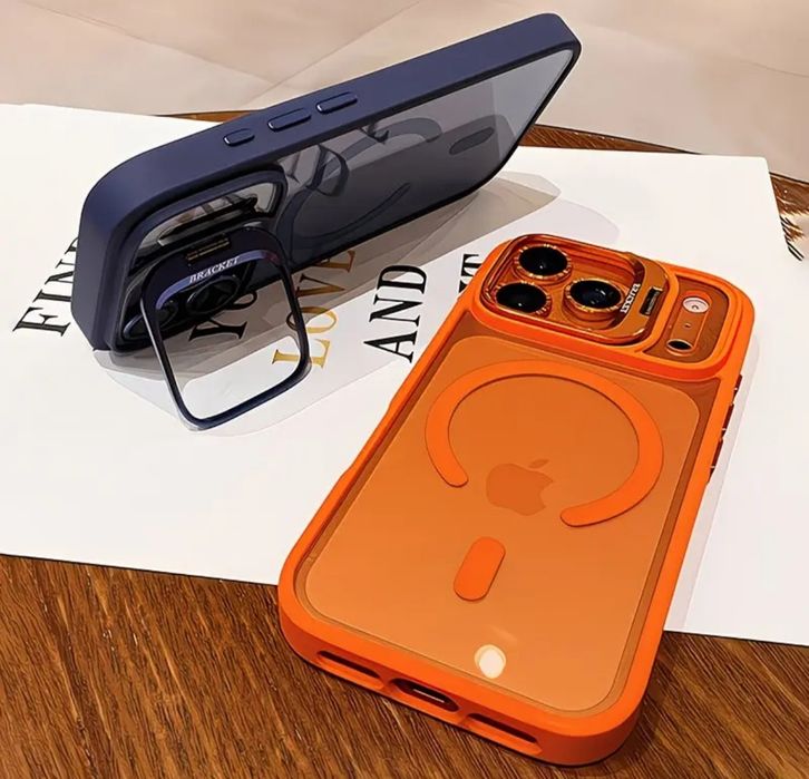 iPhone 17,16,15,14,13,12  Magsafe case с протектори за камерата,стойка