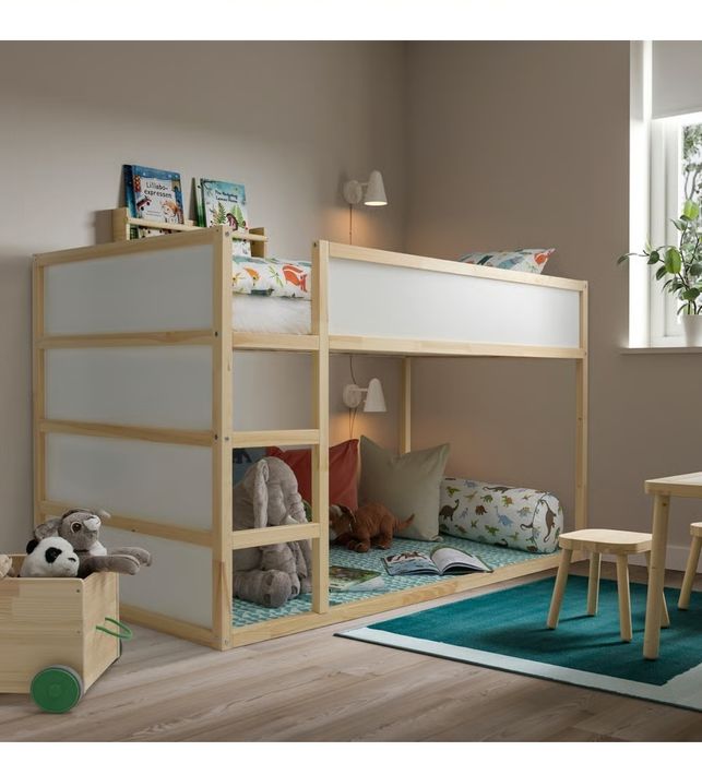 Pat IKEA KURA, 2 saltele spuma AFJALL, 2 protectii SOTNATFJARKL 90x200