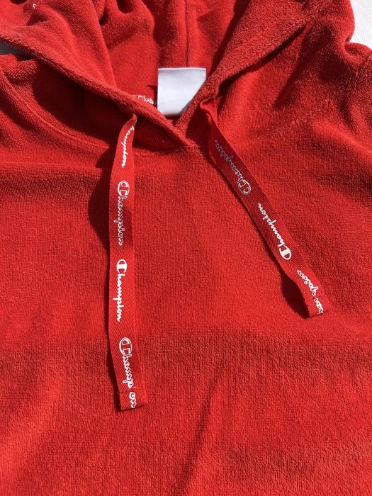 Hanorac cu gluga dama Champion rosu cu banda logo maneci marimea XXL