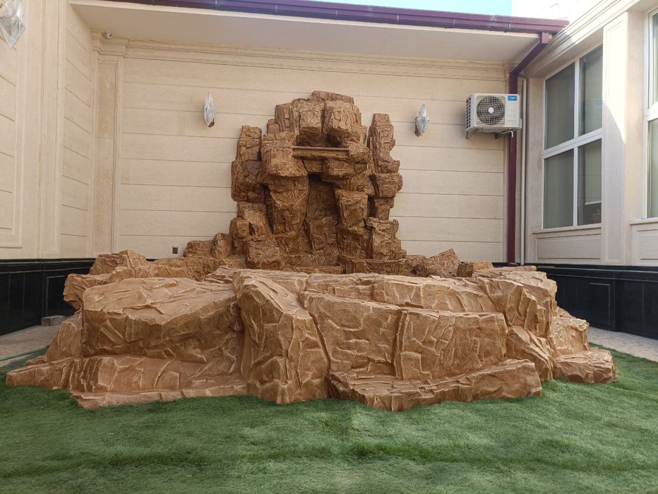 Арт бетон,фактура,водопад,фасад,декоративная штук,скульптуы,рельеф арт