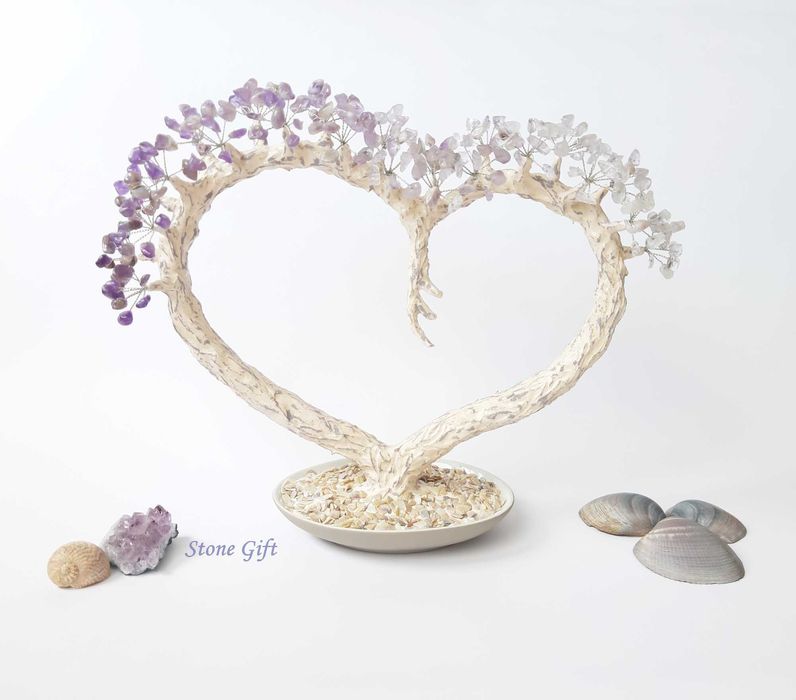 Дръвче Аметист Сърце, Подарък Жена, Идея Подарък, Подарък Годишнина