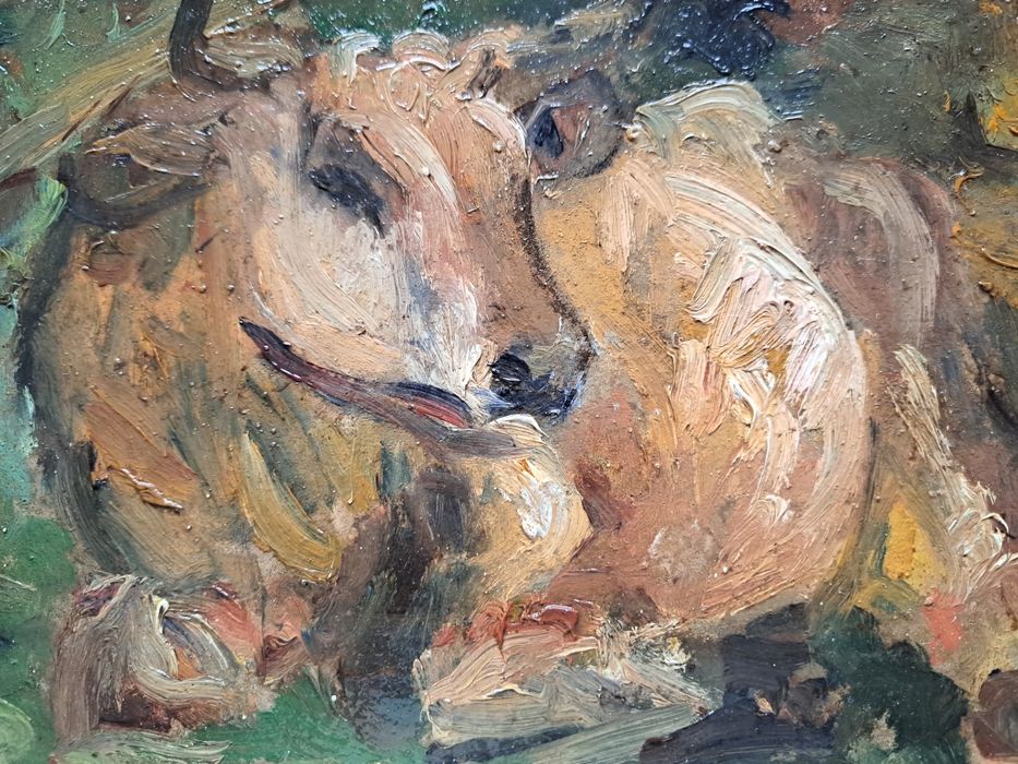 Pictură" Ograda cu animale", Mihail Poiana Mihalcea(1903 Poiana-1966)