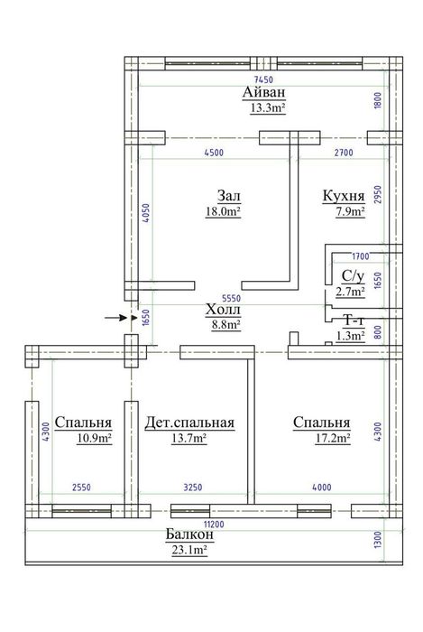 Урда Набережная Анхора 4-ком 3-Этаж 4-этажного дома 107м²Продаётся Кв