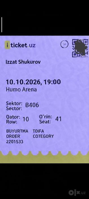Izzat Shukurov konsertiga bilet