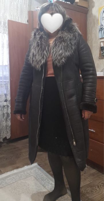 Дубленка, капюшон чернобурка