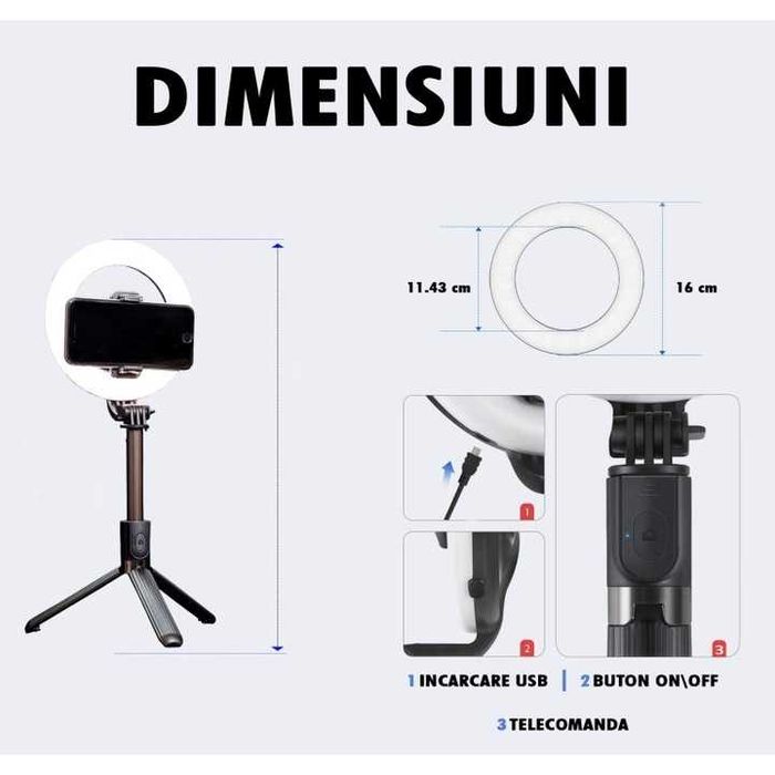 Селфи стик Трипод Блутут Digital One SP01005 L07, с ринг лампа, BT