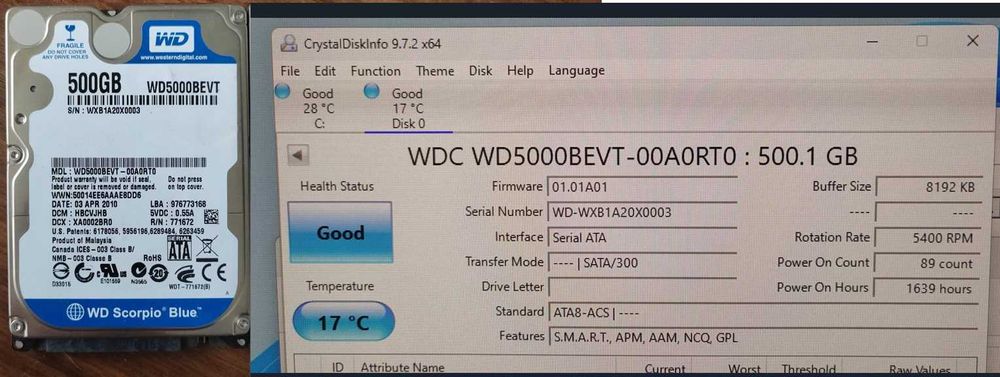 Set 3x HDD laptop 500GB WD Scorpio Blue 2.5” SATA II