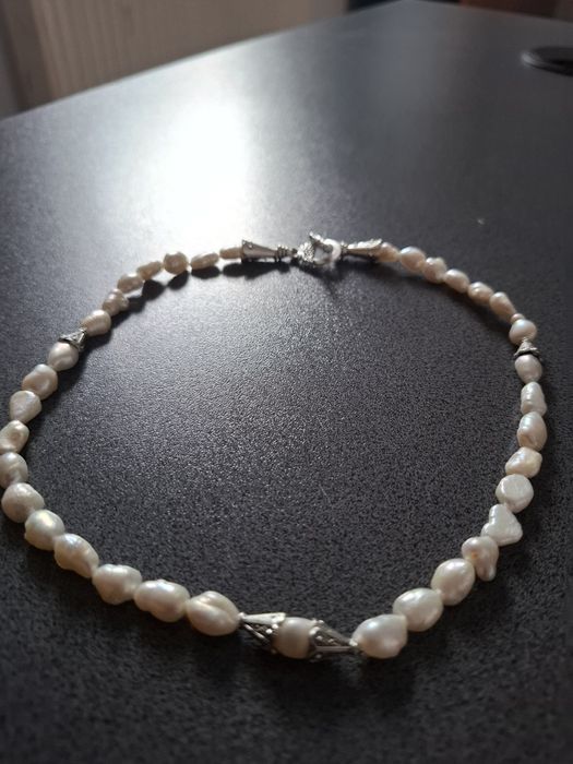 Colier perle naturale de apa dulce la baza gatului 41 cm