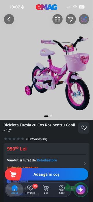 Bicicleta fetite 3-5 ani.