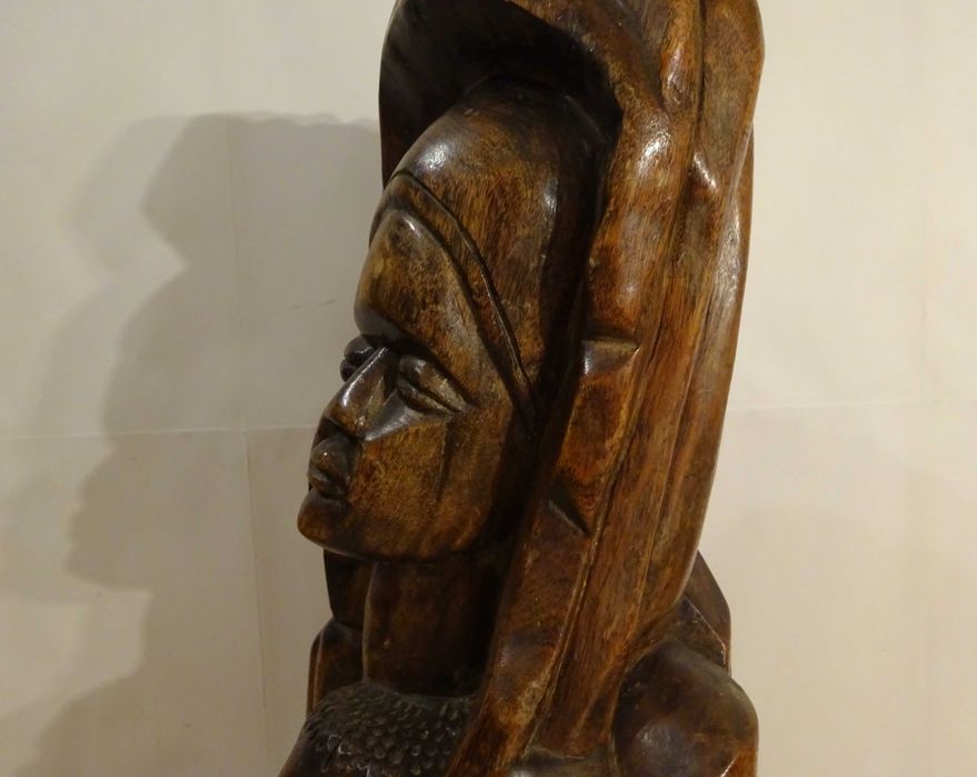 Sculptura in lemn ‘Maica Domnului cu Pruncul’| veche, UNICAT