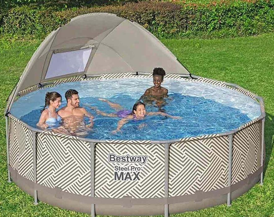 НОВ Луксозен басейн със сенник BESTWAY 3.96м-1.07м .Гаранция 2 години