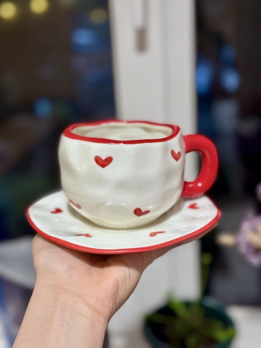 Чашка керамическая с тарелкой