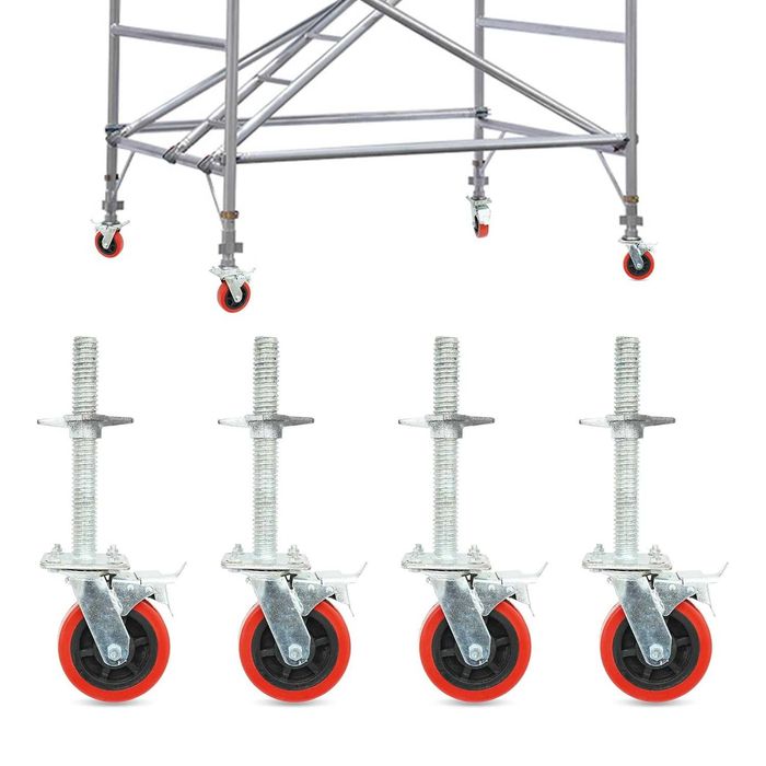Set de 4 roti heavy-duty pentru schela 150 mm otel, cap. de 500 kg