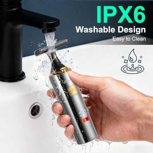 Нов Hatteker 4 в 1 тример за гръб и тяло с удължаваща дръжка водоустойчив LCD дисплей за мъже