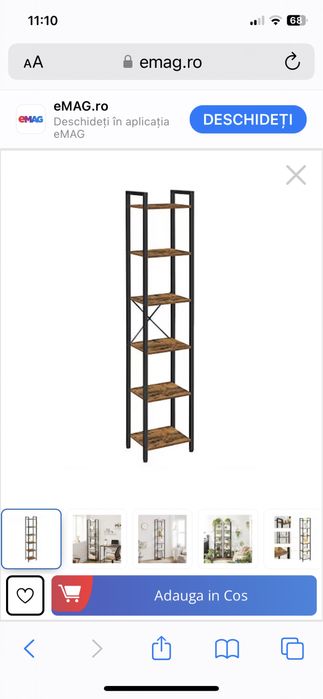 raft stil industrial cu 5 rafturi din lemn și oțel, 40x30x154cm